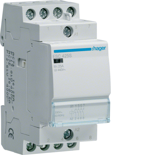 HAGER - Stycznik cichy 230VAC 4NO 25A - ESC425S
