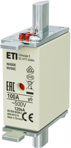 ETI - WKŁADKA TOPIKOWA NH - ZWŁOCZNA / KOMBI NH000 GG 100A/500V - 004181214