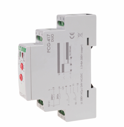 F&F - Przekaźnik czasowy PCG-417, styki: 2NO - PCG-417DUO