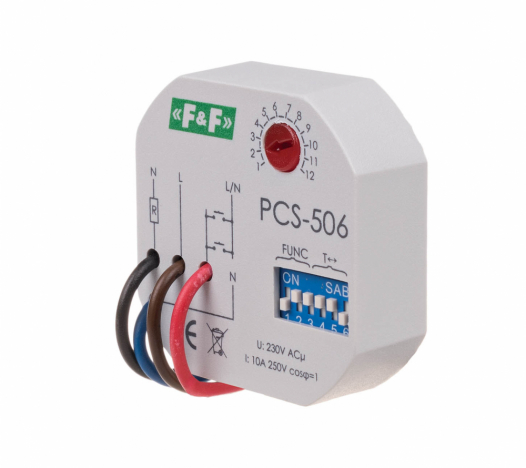F&F - Przekaźnik czasowy 8-funkcyjny, styki: 1NO - PCS-506