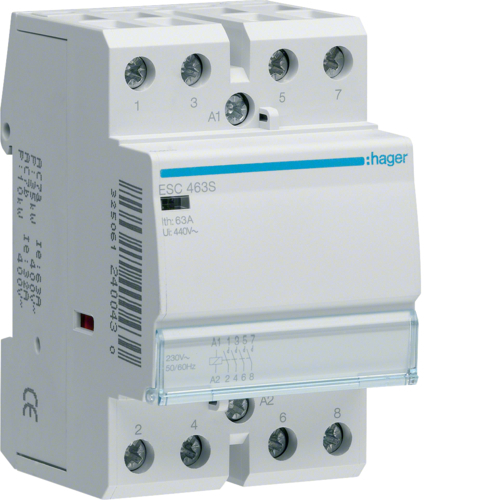 HAGER - STYCZNIK CICHY 4NO 63A 230V AC. - ESC463S