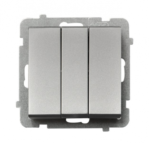 OSPEL - ŁĄCZNIK POTRÓJNY ZACISKI AUTOMATYCZNE 10AX 250V IP20 SREBRO MAT SONATA - ŁP-13R/m/38