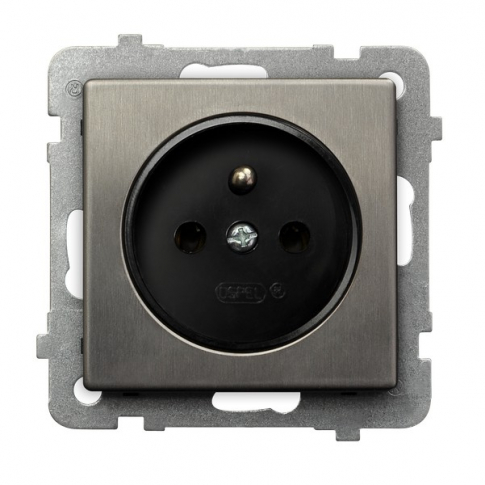 OSPEL - GNIAZDO POJEDYNCZE Z UZIEMIENIEM 2P+Z ZACISKI ŚRUBOWE 16A 250V IP20 STAL INOX SONATA - GP-1RMZ/m/37