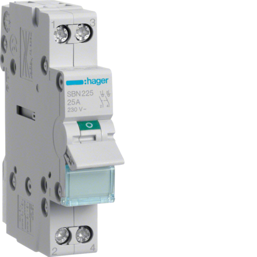 HAGER - MODUŁOWY ROZŁĄCZNIK IZOLACYJNY 2-POLOWY 25A - SBN225