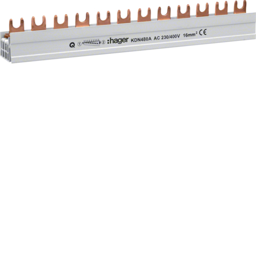 HAGER - SZYNA GRZEBIENIOWA WIDEŁKOWA 4-POLOWA 16QMM 12 MODUŁÓW - KDN480A