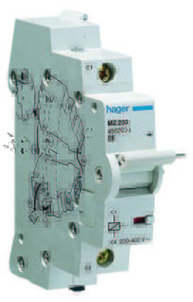 HAGER - WYZWALACZ WZROSTOWY ZAKRES 110-130V DC 230-415V AC - MZ203