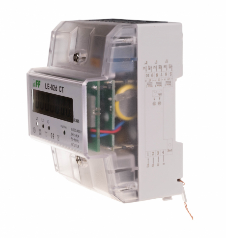 F&F - Licznik energii elektrycznej - trójfazowy z programowalną przekładnią, wyświetlacz LCD, kl.1  - LE-02D-CT