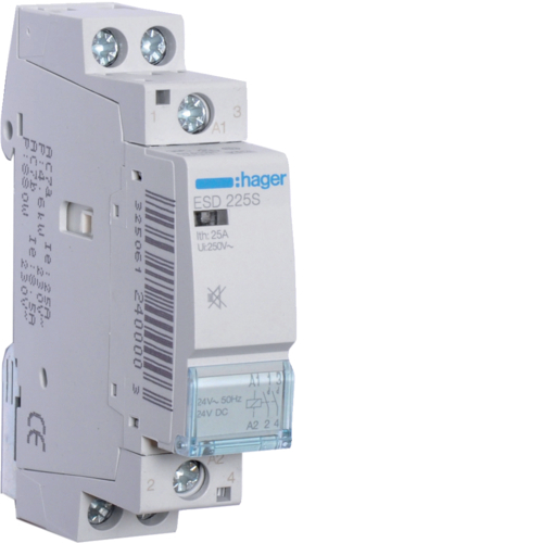 HAGER - STYCZNIK CICHY 2NO 25A 24V AC/DC. - ESD225S