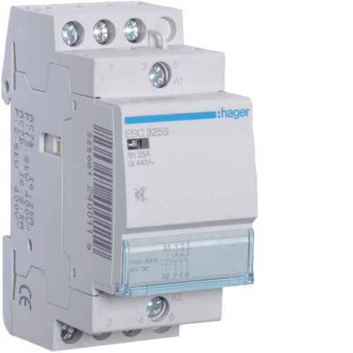 HAGER - STYCZNIK CICHY 3NO 25A 230V AC. - ESC325S