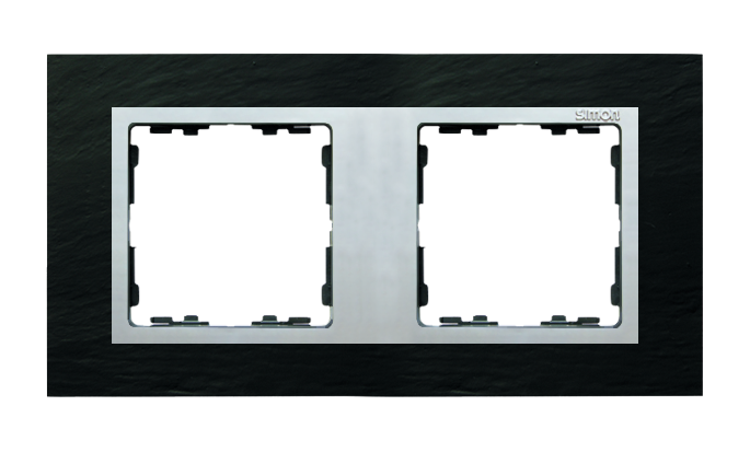 KONTAKT SIMON - Ramka 2-krotna Nature, Łupek / pierścień aluminum mat - 82927-63