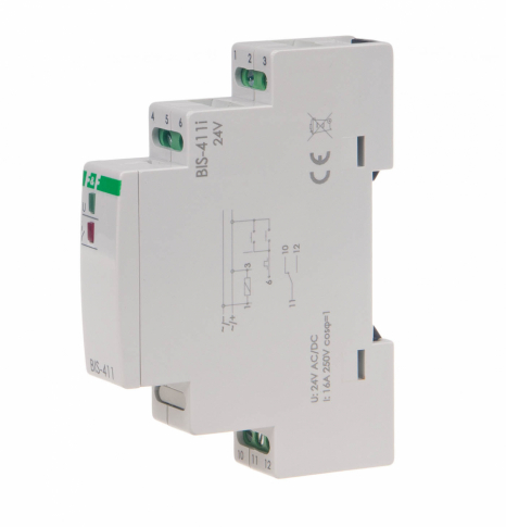 F&F - Przekaźnik bistabilny 9÷30 V AC/DC, montaż na szynie DIN - BIS-411-24V