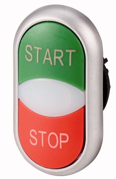 EATON - NAPĘD PRZYCISKU PODWÓJNEGO PODŚWIETLANY OZNACZENIE START STOP Z SAMOPOWROTEM M22-DDL-GR-GB1-GB0 - 216702