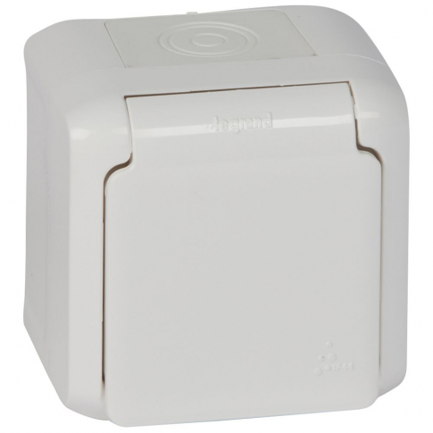 LEGRAND - GNIAZDO POJEDYNCZE Z UZIEMIENIEM 2P+Z SCHUKO Z PRZESŁONAMI ZACISKI ŚRUBOWE 16A 250V IP44 BIAŁY FORIX - 782373