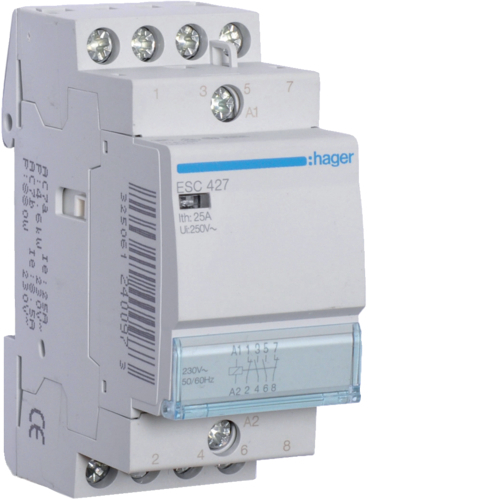 HAGER - STYCZNIK 2NO+2NC 25A 230V AC. - ESC427