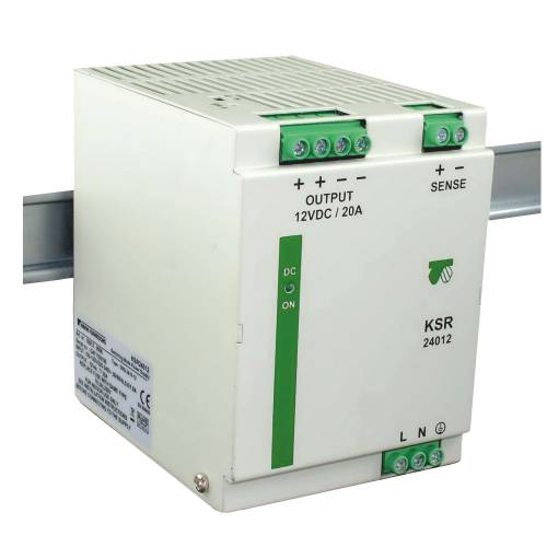 BREVE - ZASILACZ STABILIZOWANY IMPULSOWY NA SZYNĘ TH35 Z ZABEZPIECZENIEM REGULACJI NAPIĘCIA IP20 KSR 24048 230/48V DC 240W 5A - 18936-9997