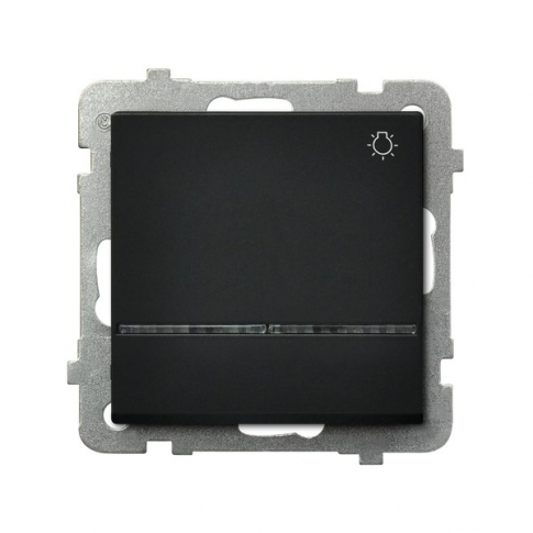 OSPEL - ŁĄCZNIK ZWIERNY ŚWIATŁO Z PODŚWIETLENIEM ZACISKI AUTOMATYCZNE 10AX 250V IP20 CZARNY METALIK SONATA - ŁP-5RS/m/33