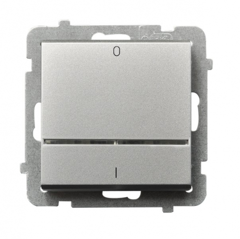OSPEL - ŁĄCZNIK DWUBIEGUNOWY Z PODŚWIETLENIEM ZACISKI AUTOMATYCZNE 16AX 250V IP20 SREBRO MAT SONATA - ŁP-11RS/m/38