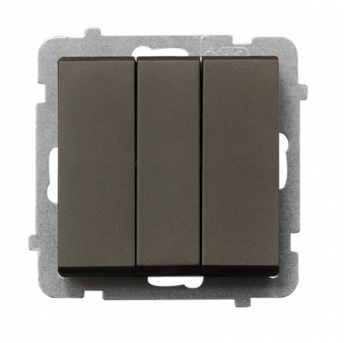 OSPEL - ŁĄCZNIK POTRÓJNY ZACISKI AUTOMATYCZNE 10AX 250V IP20 CZEKOLADOWY METAL SONATA - ŁP-13R/m/40