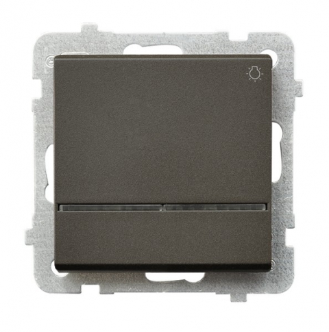 OSPEL - ŁĄCZNIK ZWIERNY ŚWIATŁO Z PODŚWIETLENIEM ZACISKI AUTOMATYCZNY 10AX 250V IP20 CZEKOLADOWY METAL SONATA - ŁP-5RS/m/40