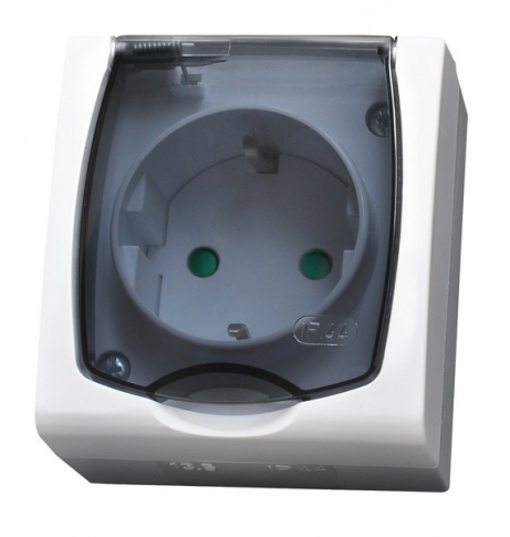OSPEL - GNIAZDO POJEDYNCZE Z UZIEMIENIEM SCHUKO MADERA - GNH-1NSP/00/d