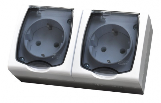 OSPEL - GNIAZDO PODWÓJNE Z UZIEMIENIEM SCHUKO MADERA - GNH-2NS/00/d