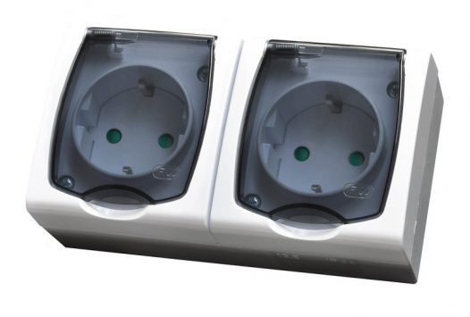 OSPEL - GNIAZDO PODWÓJNE Z UZIEMIENIEM SCHUKO MADERA - GNH-2NSP/00/d