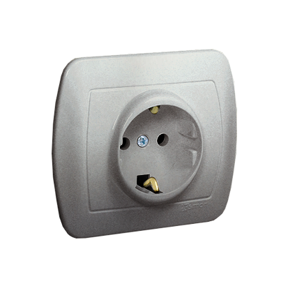 KONTAKT SIMON - Gniazdo wtyczkowe z uziemieniem typu Schuko, 16A, 250V~, zaciski śrubowe; aluminiowy - AGSZ1E/26