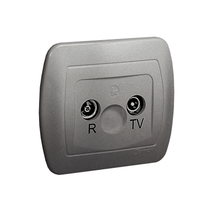 KONTAKT SIMON - Gniazdo antenowe R-TV przelotowe, tłum. 10 dB; aluminiowy - AA10/26