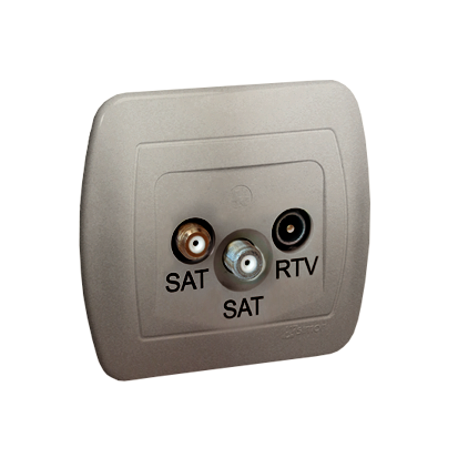 KONTAKT SIMON - Gniazdo antenowe SAT-SAT-RTV końcowe; satynowy - AZAR+SAT3.1-P2/29