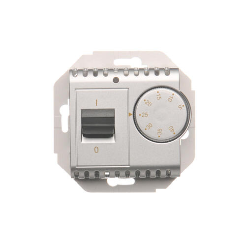 KONTAKT SIMON - Regulator temperatury z czujnikiem wewnętrznym (moduł) 16(2) A, 230V~. Montaż na wkręty; srebrny mat - DRT10W.02/43