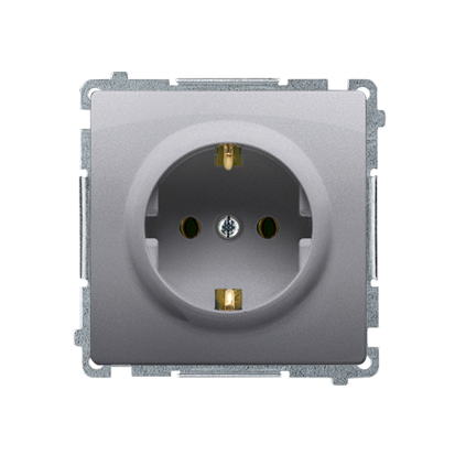 KONTAKT SIMON - Gniazdo wtyczkowe z uziemieniem Schuko (moduł) 16A, 250V~, zaciski śrubowe; stal inox - BMGSZ1.01/21