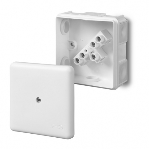 ELEKTRO-PLAST NASIELSK - PUSZKA NATYNK 87x87x39MM ODGAŁĘŹNA 5X2,5 Z OSŁABIENIAMI Z WKŁADEM IP55 BIAŁY EP-LUX - 0226-01