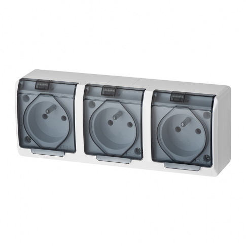 ELEKTRO-PLAST NASIELSK - GNIAZDO POTRÓJNE DYMNE IP 44 2 NT-330H HERMES (STARY TYP) - 0323-01