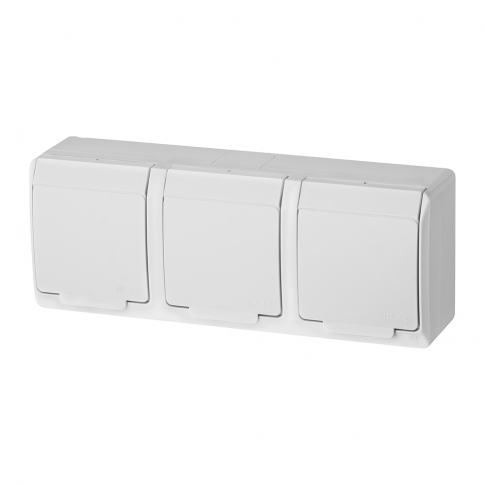 ELEKTRO-PLAST NASIELSK - GNIAZDO POTRÓJNE Z UZIEMIENIEM HERMETYCZNE NATYNKOWE 3X2P+Z 16A 250V IP44  BIAŁY HERMES - 0323-02