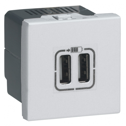 LEGRAND - GNIAZDO ZASILAJĄCE PODWÓJNE USB 1500 MA ALUMINIUM MOSAIC - 079394