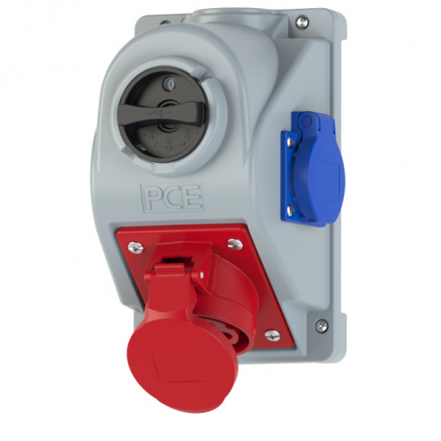 PCE - ZESTAW INSTALACYJNY Z GNIAZDEM COMBO-POL GNIAZDO STAŁE Z WYŁĄCZNIKIEM " COMBO-POL" 32A 400V 3P+Z+N, GNIAZDO 230V, WYŁ. L-O-P IP44. - 960625411W
