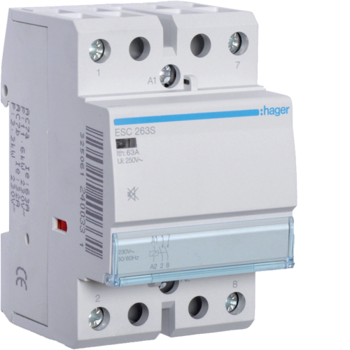 HAGER - STYCZNIK CICHY 2NO 63A 230V AC. - ESC263S