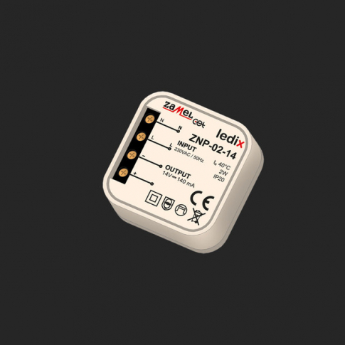 ZAMEL - ZASILACZ LED MONTAŻOWY DO PUSZEK IP20 ZNP-02-14 230/14V DC 2W  - LDX10000027