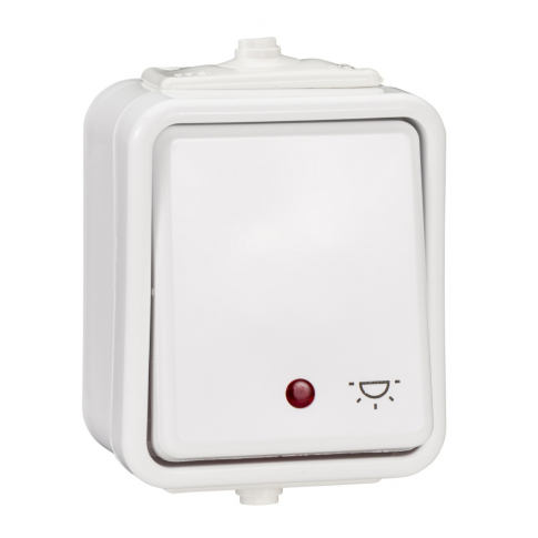 SCHNEIDER ELECTRIC - PRZYCISK "ŚWIATŁO" PODŚWIETLANY N/T IP44 BIAŁY CEDAR - WNT102CS01