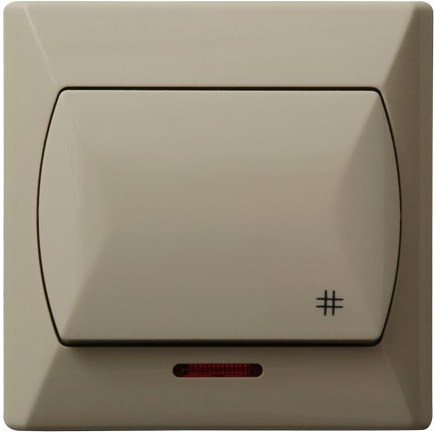 OSPEL - ŁĄCZNIK KRZYŻOWY Z PODŚWIETLENIEM POMARAŃCZOWYM ZACISKI ŚRUBOWE 10AX 250V IP20 BEŻOWY AKCENT - ŁP-4AS/01