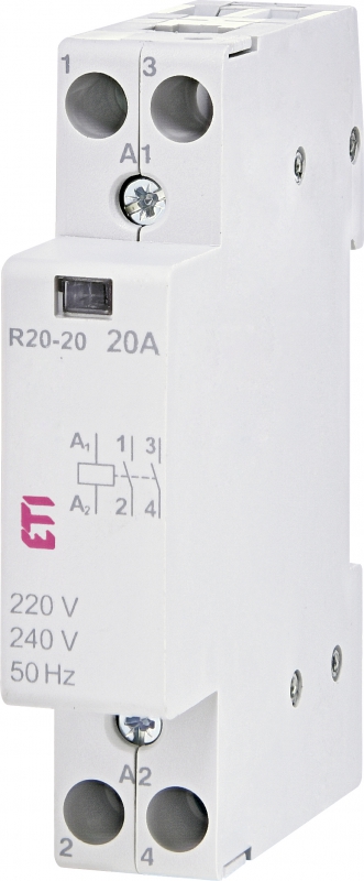 ETI - STYCZNIK MODUŁOWY 20A 2 STYKI ZWIERNE (1 MOD. 2 BIEG.) R 20-20 230V - 002461210
