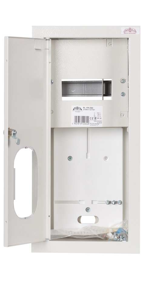 SABAJ - ROZDZIELNIA LICZNIKOWA PODTYNK 1-LICZNIKOWA 1 FAZA 6 MODUŁÓW IP31 180X430X180 BIAŁY Z ZAMKIEM I SZYBĄ - RL 1F 6 ZSZ