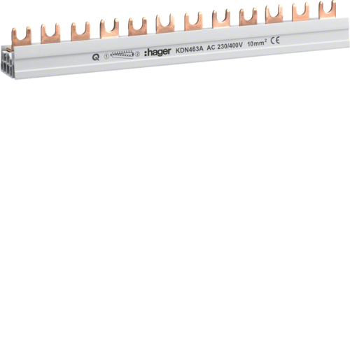 HAGER - SZYNA GRZEBIENIOWA WIDEŁKOWA 4 POLOWA 10MM2 12 MODUŁÓW - KDN463A