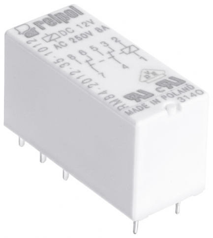 RELPOL - PRZEKAŹNIK MINIATUROWY 16A STYKI PRZEŁĄCZNE 2P STEROWANIE 24V DC - 600336