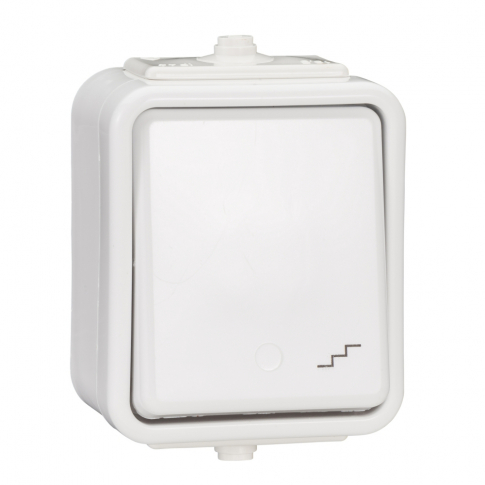 SCHNEIDER ELECTRIC - ŁĄCZNIK SCHODOWY POJEDYNCZY HERMETYCZNY NATYNKOWY IP44 WNT-600C 10A 250V BIAŁY CEDAR - WNT600C01