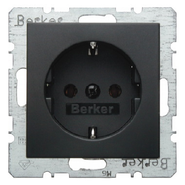 HAGER - GNIAZDO SCHUKO Z UZIEMIENIEM SAMOZACISKI ANTRACYT B.KWADRAT/B.3/B.7 - 47431606