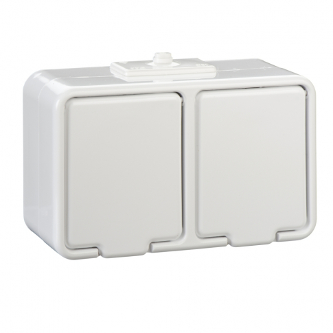 SCHNEIDER ELECTRIC - GNIAZDO PODWÓJNE "SCHUKO" Z PRZESŁONAMI N/T IP44 BIAŁY CEDAR - GWN240PC01