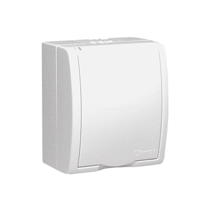 KONTAKT SIMON - GNIAZDO POJEDYNCZE Z UZIEMIENIEM 2P+Z HERMETYCZNE Z KLAPKĄ ZACISKI ŚRUBOWE 16A 250V IP54 BIAŁY AQUARIUS - AQGZ1/11