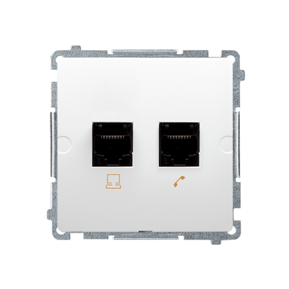 KONTAKT SIMON - GNIAZDO KOMPUTEROWO-TELEFONICZNE RJ45+RJ12 KAT. 5 BIAŁY BASIC - BMF5T.02/11