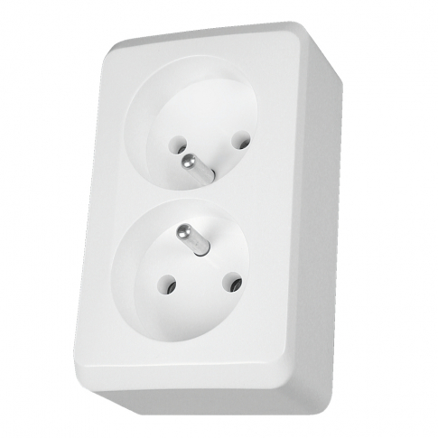 SCHNEIDER ELECTRIC - GNIAZDO PODWÓJNE Z UZIEMIENIEM NATYNKOWE IP20 ZACISKI ŚRUBOWE BIAŁY PRIMA  - WDE001043
